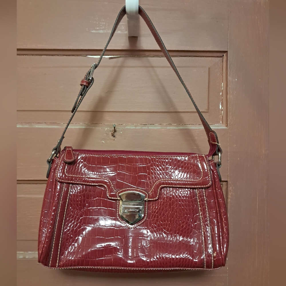 NWOT Liz Claiborne Patent Red Crocodile-Embossed Shoulder Bag